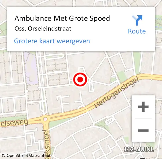 Locatie op kaart van de 112 melding: Ambulance Met Grote Spoed Naar Oss, Orseleindstraat op 23 maart 2020 03:55