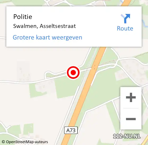 Locatie op kaart van de 112 melding: Politie Swalmen, Asseltsestraat op 23 maart 2020 05:12