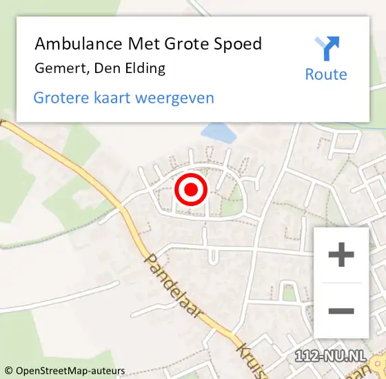 Locatie op kaart van de 112 melding: Ambulance Met Grote Spoed Naar Gemert, Den Elding op 23 maart 2020 05:34