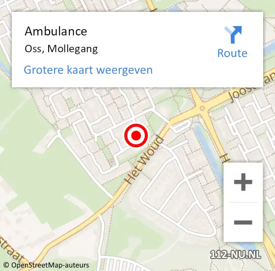 Locatie op kaart van de 112 melding: Ambulance Oss, Mollegang op 23 maart 2020 05:45