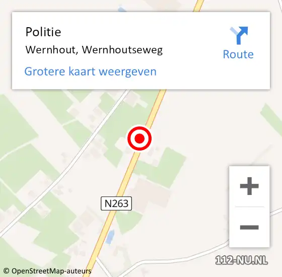 Locatie op kaart van de 112 melding: Politie Wernhout, Wernhoutseweg op 23 maart 2020 06:31