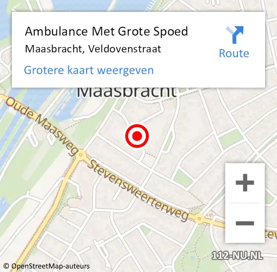 Locatie op kaart van de 112 melding: Ambulance Met Grote Spoed Naar Maasbracht, Veldovenstraat op 2 mei 2014 03:21