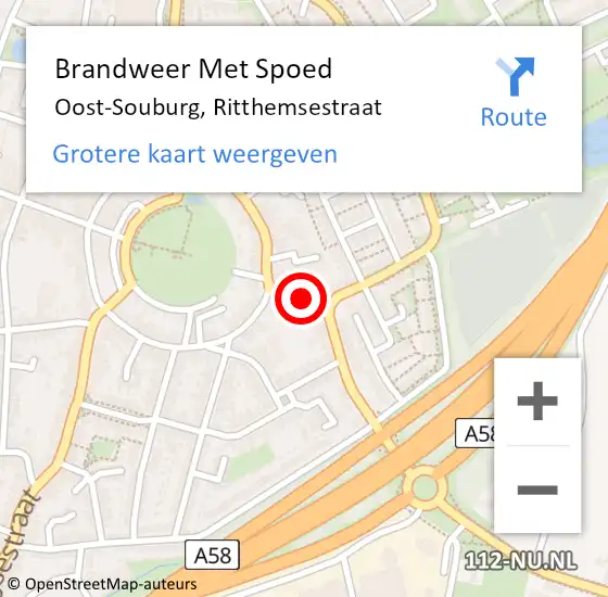 Locatie op kaart van de 112 melding: Brandweer Met Spoed Naar Oost-Souburg, Ritthemsestraat op 23 maart 2020 08:20
