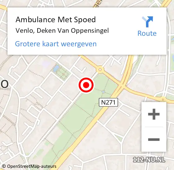 Locatie op kaart van de 112 melding: Ambulance Met Spoed Naar Venlo, Deken Van Oppensingel op 23 maart 2020 09:02