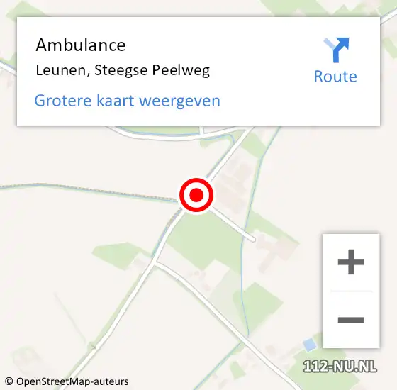 Locatie op kaart van de 112 melding: Ambulance Leunen, Steegse Peelweg op 23 maart 2020 09:04