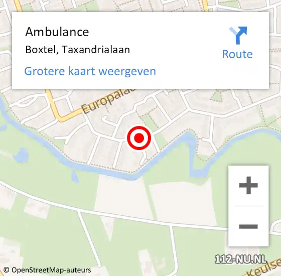 Locatie op kaart van de 112 melding: Ambulance Boxtel, Taxandrialaan op 23 maart 2020 09:13