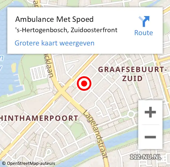 Locatie op kaart van de 112 melding: Ambulance Met Spoed Naar 's-Hertogenbosch, Zuidoosterfront op 23 maart 2020 09:37