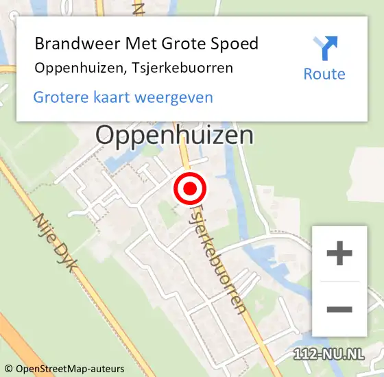 Locatie op kaart van de 112 melding: Brandweer Met Grote Spoed Naar Oppenhuizen, Tsjerkebuorren op 23 maart 2020 10:28