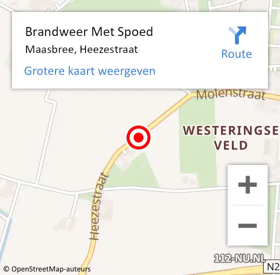 Locatie op kaart van de 112 melding: Brandweer Met Spoed Naar Maasbree, Heezestraat op 23 maart 2020 10:33