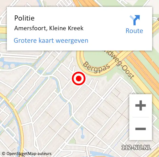 Locatie op kaart van de 112 melding: Politie Amersfoort, Kleine Kreek op 23 maart 2020 11:13