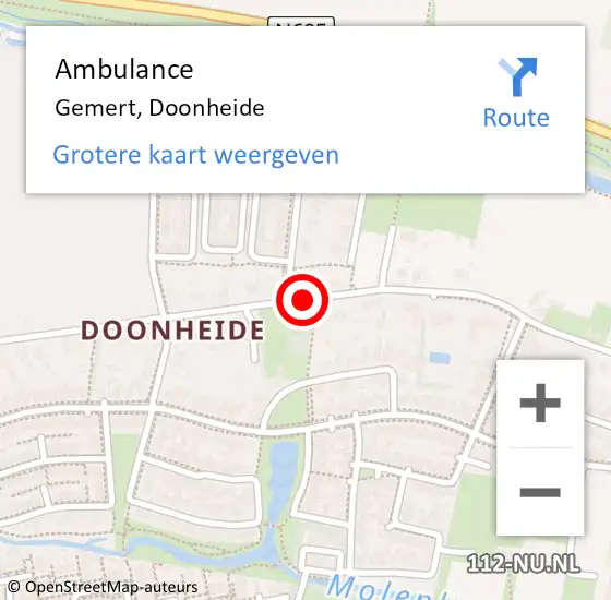 Locatie op kaart van de 112 melding: Ambulance Gemert, Doonheide op 23 maart 2020 12:05