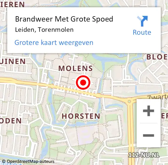 Locatie op kaart van de 112 melding: Brandweer Met Grote Spoed Naar Leiden, Torenmolen op 23 maart 2020 12:07