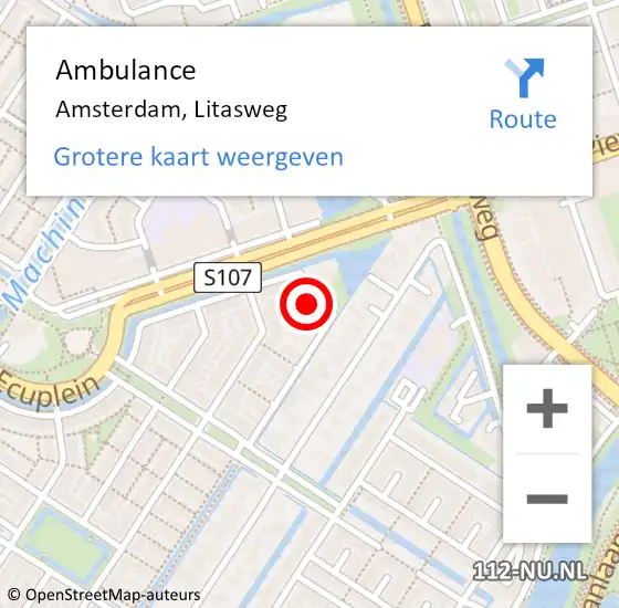 Locatie op kaart van de 112 melding: Ambulance Amsterdam, Litasweg op 23 maart 2020 12:28