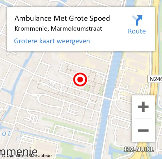 Locatie op kaart van de 112 melding: Ambulance Met Grote Spoed Naar Krommenie, Marmoleumstraat op 23 maart 2020 13:17