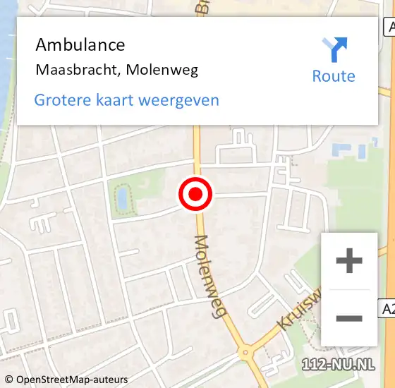 Locatie op kaart van de 112 melding: Ambulance Maasbracht, Molenweg op 23 maart 2020 13:38