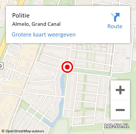 Locatie op kaart van de 112 melding: Politie Almelo, Grand Canal op 23 maart 2020 13:44