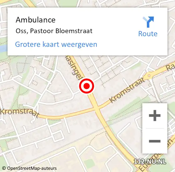 Locatie op kaart van de 112 melding: Ambulance Oss, Pastoor Bloemstraat op 23 maart 2020 14:13