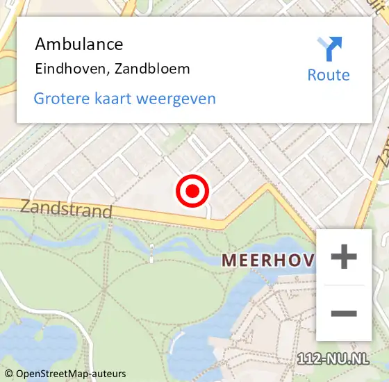 Locatie op kaart van de 112 melding: Ambulance Eindhoven, Zandbloem op 23 maart 2020 14:24
