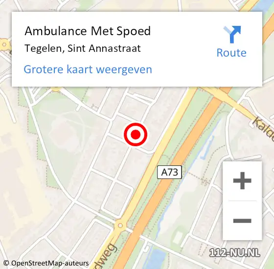 Locatie op kaart van de 112 melding: Ambulance Met Spoed Naar Tegelen, Sint Annastraat op 23 maart 2020 14:59