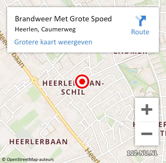 Locatie op kaart van de 112 melding: Brandweer Met Grote Spoed Naar Heerlen, Caumerweg op 23 maart 2020 15:40