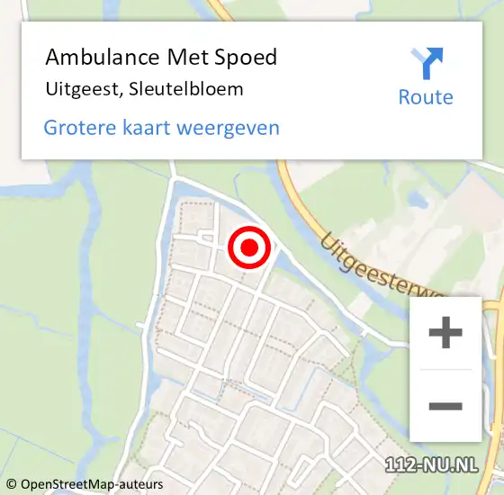 Locatie op kaart van de 112 melding: Ambulance Met Spoed Naar Uitgeest, Sleutelbloem op 23 maart 2020 15:45