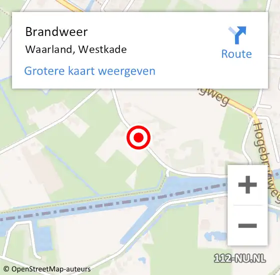 Locatie op kaart van de 112 melding: Brandweer Waarland, Westkade op 23 maart 2020 16:13