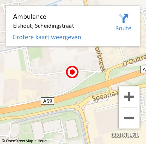 Locatie op kaart van de 112 melding: Ambulance Elshout, Scheidingstraat op 23 maart 2020 16:16