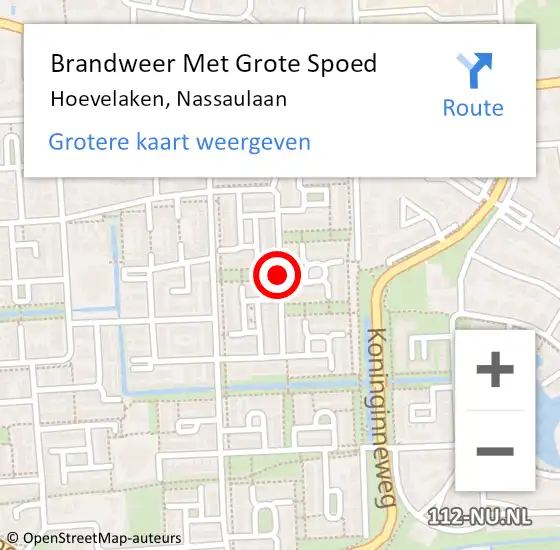 Locatie op kaart van de 112 melding: Brandweer Met Grote Spoed Naar Hoevelaken, Nassaulaan op 23 maart 2020 17:24