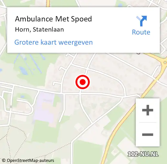 Locatie op kaart van de 112 melding: Ambulance Met Spoed Naar Horn, Statenlaan op 23 maart 2020 17:38