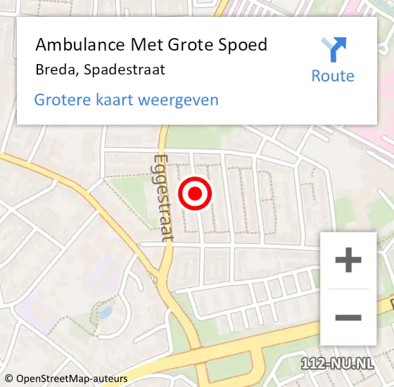 Locatie op kaart van de 112 melding: Ambulance Met Grote Spoed Naar Breda, Spadestraat op 23 maart 2020 17:55