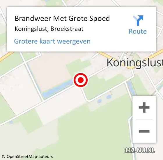 Locatie op kaart van de 112 melding: Brandweer Met Grote Spoed Naar Koningslust, Broekstraat op 23 maart 2020 18:17