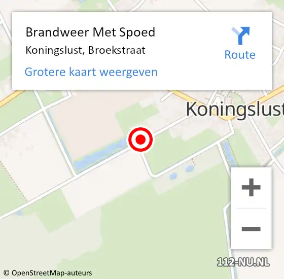 Locatie op kaart van de 112 melding: Brandweer Met Spoed Naar Koningslust, Broekstraat op 23 maart 2020 18:36