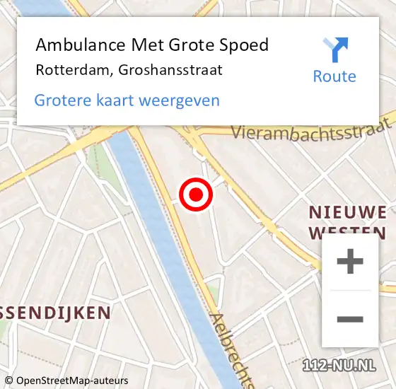 Locatie op kaart van de 112 melding: Ambulance Met Grote Spoed Naar Rotterdam, Groshansstraat op 23 maart 2020 18:51