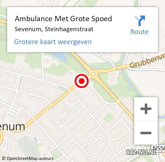 Locatie op kaart van de 112 melding: Ambulance Met Grote Spoed Naar Sevenum, Steinhagenstraat op 2 mei 2014 07:06