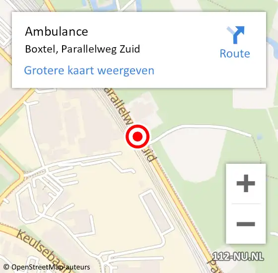 Locatie op kaart van de 112 melding: Ambulance Boxtel, Parallelweg Zuid op 23 maart 2020 19:14