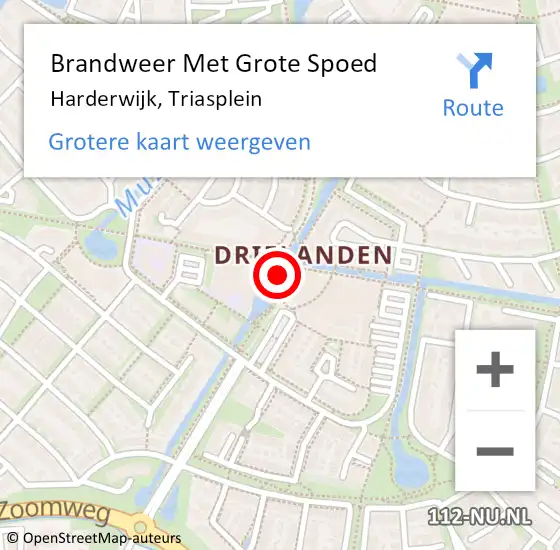 Locatie op kaart van de 112 melding: Brandweer Met Grote Spoed Naar Harderwijk, Triasplein op 23 maart 2020 20:51