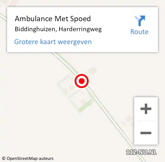 Locatie op kaart van de 112 melding: Ambulance Met Spoed Naar Biddinghuizen, Harderringweg op 24 maart 2020 04:45