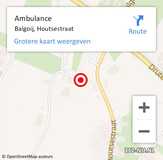 Locatie op kaart van de 112 melding: Ambulance Balgoij, Houtsestraat op 24 maart 2020 09:03