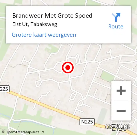 Locatie op kaart van de 112 melding: Brandweer Met Grote Spoed Naar Elst Ut, Tabaksweg op 24 maart 2020 09:17