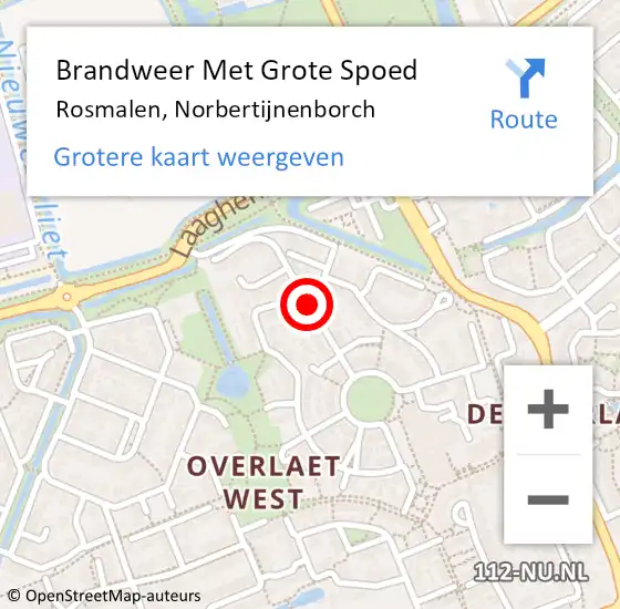 Locatie op kaart van de 112 melding: Brandweer Met Grote Spoed Naar Rosmalen, Norbertijnenborch op 24 maart 2020 09:23