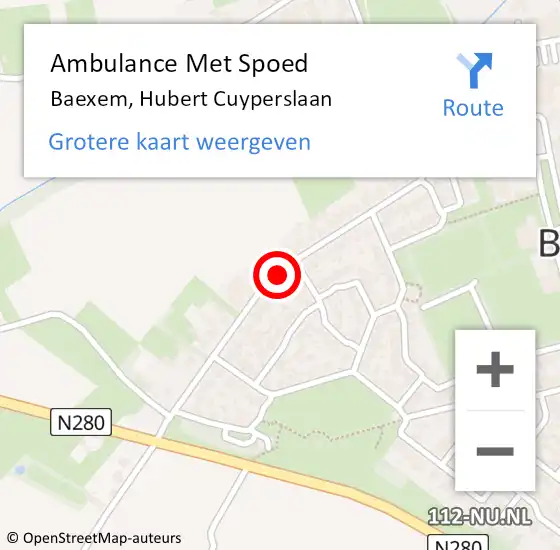 Locatie op kaart van de 112 melding: Ambulance Met Spoed Naar Baexem, Hubert Cuyperslaan op 24 maart 2020 09:28