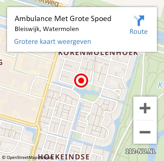 Locatie op kaart van de 112 melding: Ambulance Met Grote Spoed Naar Bleiswijk, Watermolen op 24 maart 2020 10:01