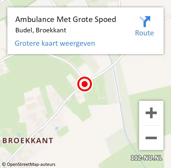 Locatie op kaart van de 112 melding: Ambulance Met Grote Spoed Naar Budel, Broekkant op 24 maart 2020 10:03