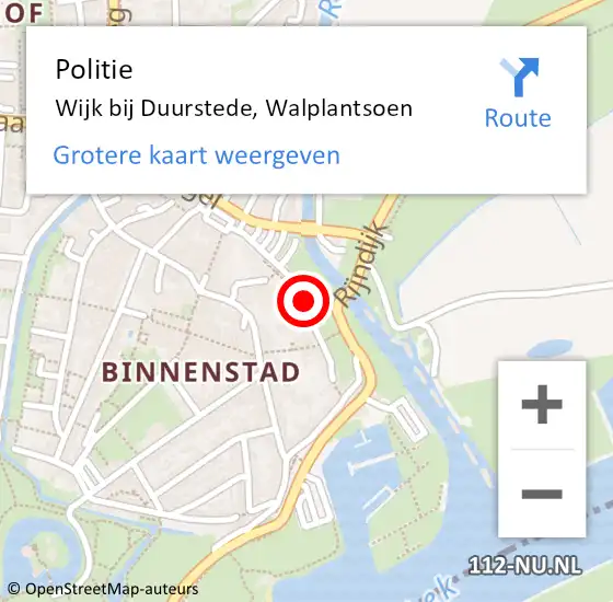 Locatie op kaart van de 112 melding: Politie Wijk bij Duurstede, Walplantsoen op 24 maart 2020 10:30