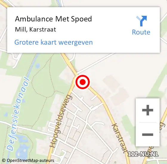 Locatie op kaart van de 112 melding: Ambulance Met Spoed Naar Mill, Karstraat op 24 maart 2020 10:33