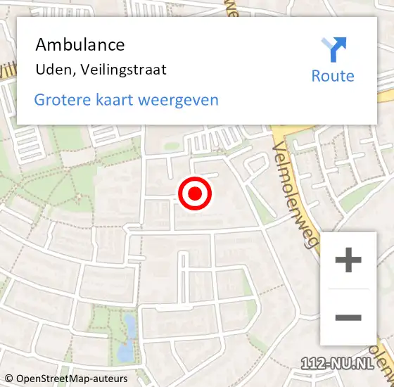 Locatie op kaart van de 112 melding: Ambulance Uden, Veilingstraat op 24 maart 2020 11:13