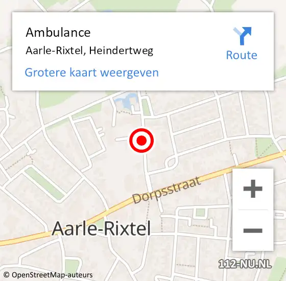 Locatie op kaart van de 112 melding: Ambulance Aarle-Rixtel, Heindertweg op 24 maart 2020 11:14