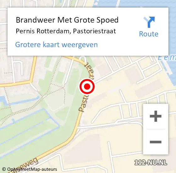 Locatie op kaart van de 112 melding: Brandweer Met Grote Spoed Naar Pernis Rotterdam, Pastoriestraat op 24 maart 2020 11:17