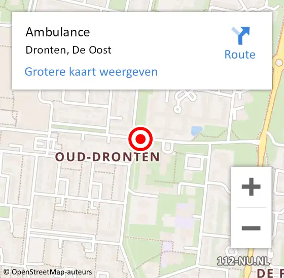 Locatie op kaart van de 112 melding: Ambulance Dronten, De Oost op 24 maart 2020 11:46