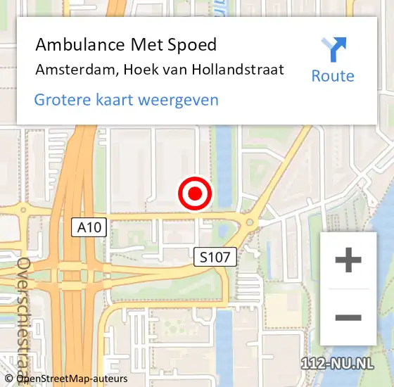 Locatie op kaart van de 112 melding: Ambulance Met Spoed Naar Amsterdam, Hoek van Hollandstraat op 24 maart 2020 12:35